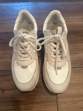 Neutral Beige & White Women’s Athletic Sneakers